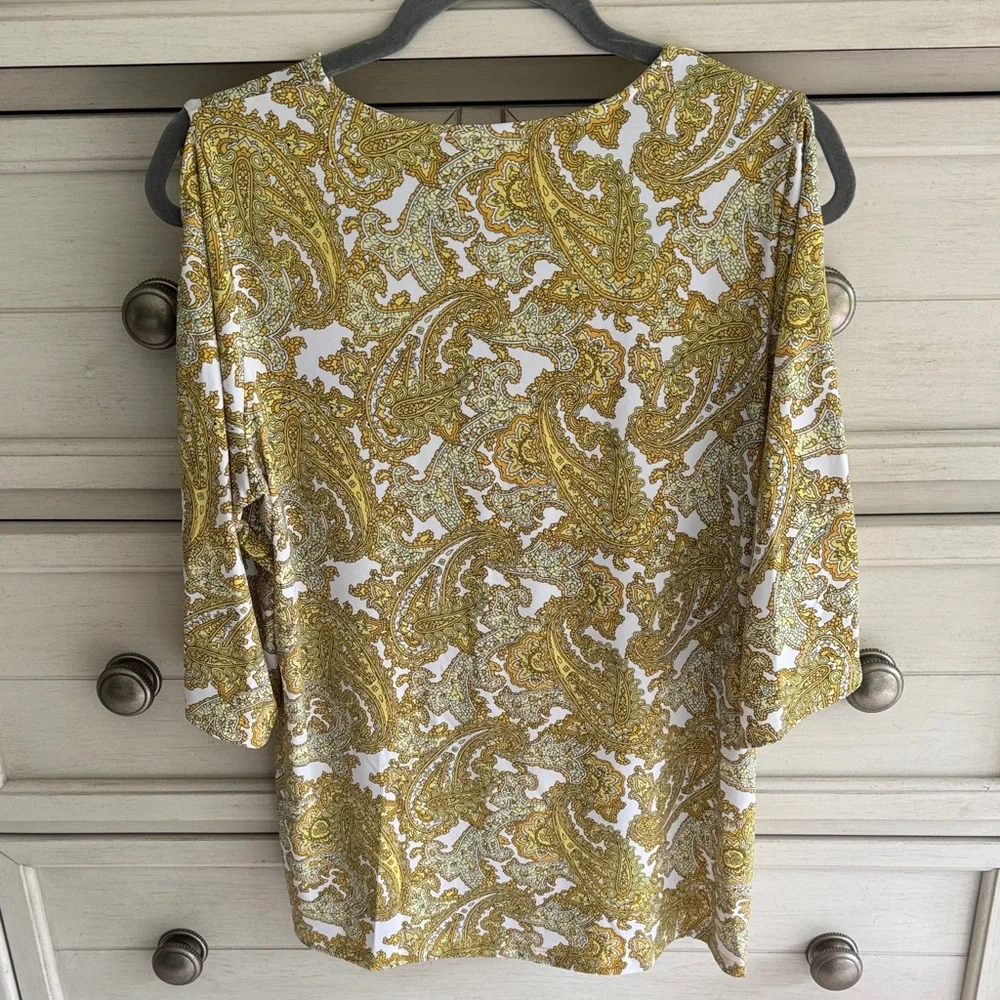 Michael Kors Paisley Tunic With Cut-Out Sleeves SZ M